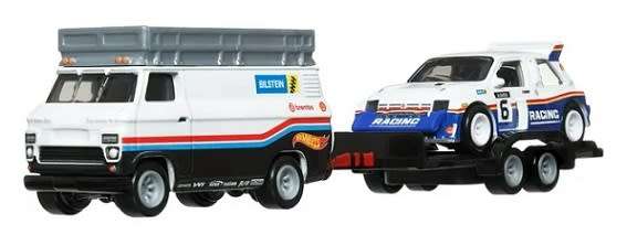 Hot Wheels Premium Set Rally Legends Ford RS Lancia MG Hauler + Trailer