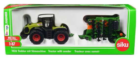SIKU 1826 Claas Xerion Tractor + Amazone 6001 Seeder Farm Agricultural 1/87 HO railway scale new