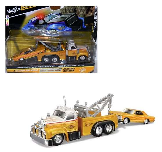 Maisto Elite Transport Mack B 61 B61 Recovery Tow Truck + Buick Riviera 1965 with suspension