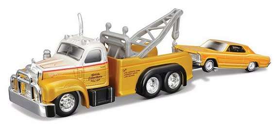 Maisto Elite Transport Mack B 61 B61 Recovery Tow Truck + Buick Riviera 1965 with suspension