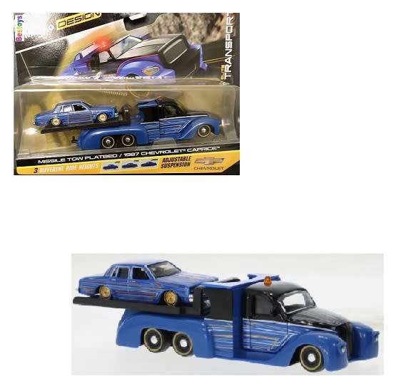 Maisto Elite Transport Missile Tow Flatbed Recovery Tow Truck + Chevy Caprice 1987 with suspension