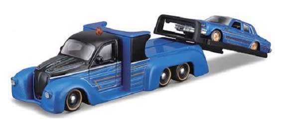 Maisto Elite Transport Missile Tow Flatbed Recovery Tow Truck + Chevy Caprice 1987 with suspension