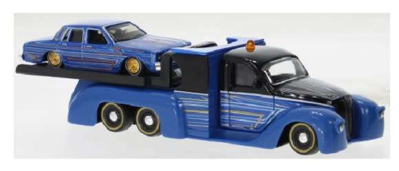 Maisto Elite Transport Missile Tow Flatbed Recovery Tow Truck + Chevy Caprice 1987 with suspension