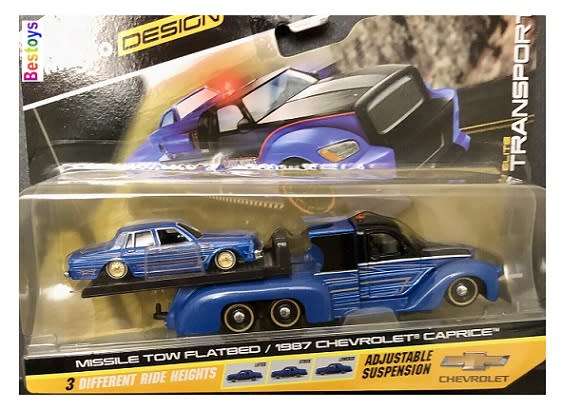 Maisto Elite Transport Missile Tow Flatbed Recovery Tow Truck + Chevy Caprice 1987 with suspension