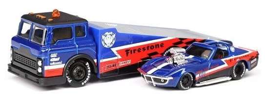 Maisto Elite Transport Ramp Recovery Truck + Chevy Chevrolet Corvette Coupe 1969 "Firestone"