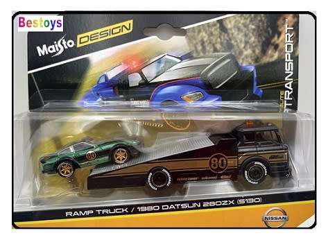 Maisto Diecast Model Car Elite Transport Ramp Truck + Datsun 280 ZX 280ZX S130 1980 No 80 1/64 scale