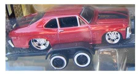 Maisto Elite Transport Chevy Chevrolet Silverado SS Pickup 2004 + Chevy Nova 1970 + trailer 1/64 sca