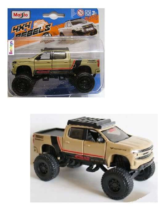 Maisto Diecast Model Car 4x4 Rebels Chevy Chevrolet Silverado Pickup 2019 Z 71 Z71 1/43 scale