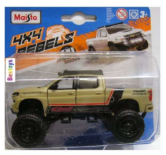 Maisto Diecast Model Car 4x4 Rebels Chevy Chevrolet Silverado Pickup 2019 Z 71 Z71 1/43 scale