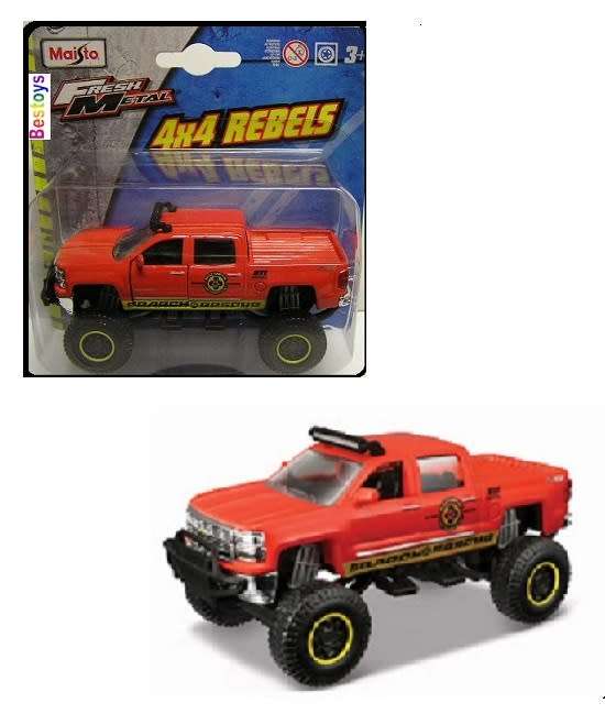 Maisto Diecast Model Car 4x4 Rebels Chevy Chevrolet LTZ Pickup `Search & Rescue` 1/36 scale