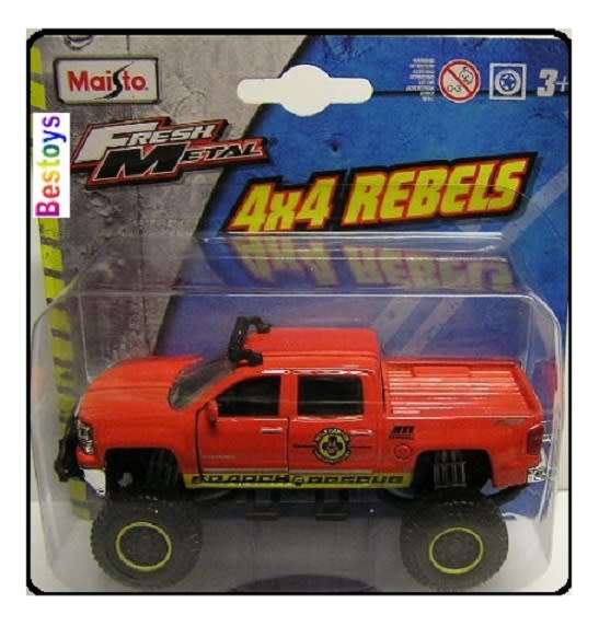 Maisto Diecast Model Car 4x4 Rebels Chevy Chevrolet LTZ Pickup `Search & Rescue` 1/36 scale