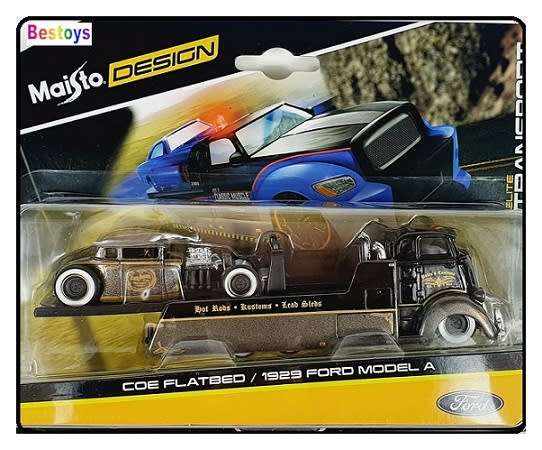 Maisto Elite Transport COE Flatbed Recovery Truck + Ford Model A 1929 `Pablo`s Customs` 1/64 scale