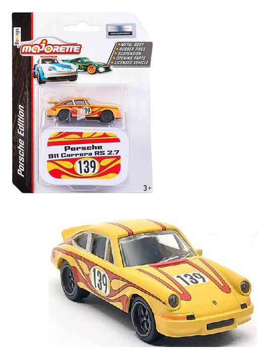 Majorette Diecast Model Car Porsche Series Porsche 911 Carrera RS 2.7 No 139 + Collector Tin 1/64