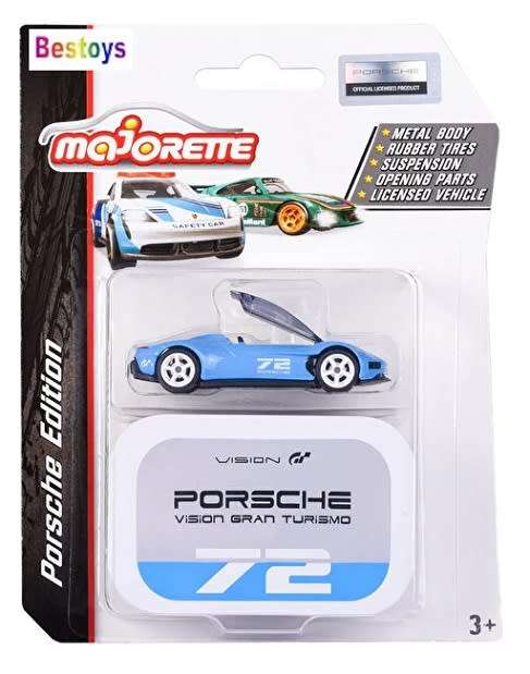 Majorette Diecast Model Car Porsche Series Porsche Vision Gran Turismo No 72 + Collector Tin 1/64 sc