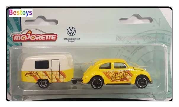 Majorette Diecast Model Car 2 pk VW Volkswagen Beetle & Eriba Puck Caravan 1/64 scale
