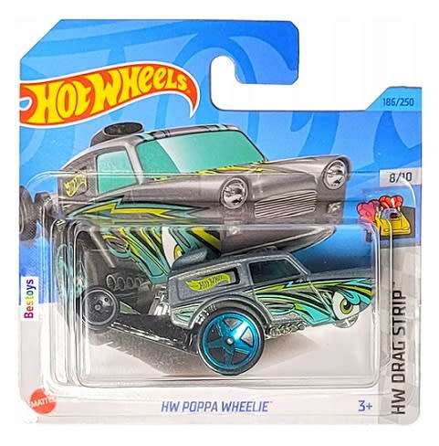 Hotwheels Hot Wheels Diecast Model Car 2023 186/250 Poppa Wheelie Drag Strip