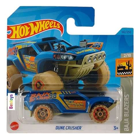 Hotwheels Hot Wheels Diecast Model Car 2023 182/250 Dune Crusher No 98 Baja Blazers 1/64 scale