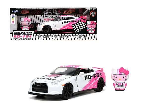 JADA Diecast Model Car 33724 Nissan Skyline GT R R35 2009 + Hello Kitty Figurine Tokyo Speed 1/24 sc