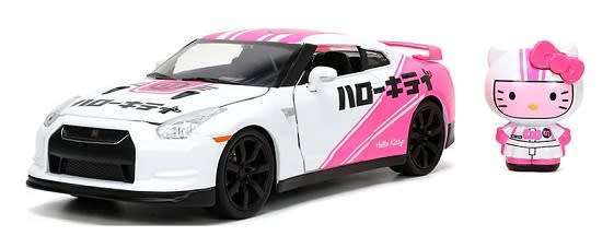 JADA Diecast Model Car 33724 Nissan Skyline GT R R35 2009 + Hello Kitty Figurine Tokyo Speed 1/24 sc