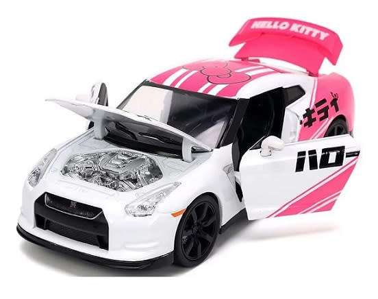 JADA Diecast Model Car 33724 Nissan Skyline GT R R35 2009 + Hello Kitty Figurine Tokyo Speed 1/24 sc