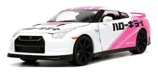 JADA Diecast Model Car 33724 Nissan Skyline GT R R35 2009 + Hello Kitty Figurine Tokyo Speed 1/24 sc