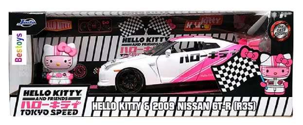 JADA Diecast Model Car 33724 Nissan Skyline GT R R35 2009 + Hello Kitty Figurine Tokyo Speed 1/24 sc