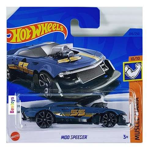 Hotwheels Hot Wheels Diecast Model Car 2023 206/250 Mod Speeder No 55 Muscle Mania 1/64 scale