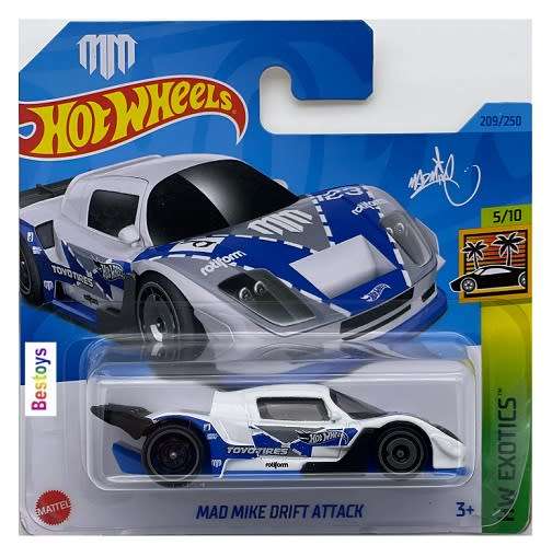 Hotwheels Hot Wheels Diecast Model Car 2023 209/250 Mad Mike Drift Attack Exotics 1/64 scale
