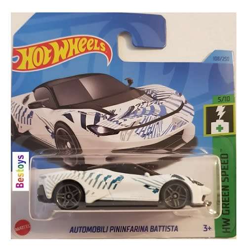 Hotwheels Hot Wheels Diecast Model Car 2023 108/250 Automobili Pininfarina Battista Green Speed 1/64