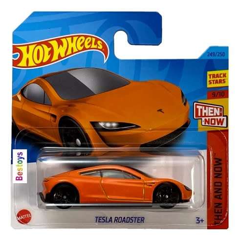 Hotwheels Hot Wheels Diecast Model Car 2023 217/250 Tesla Roadster Then & Now 1/64 scale