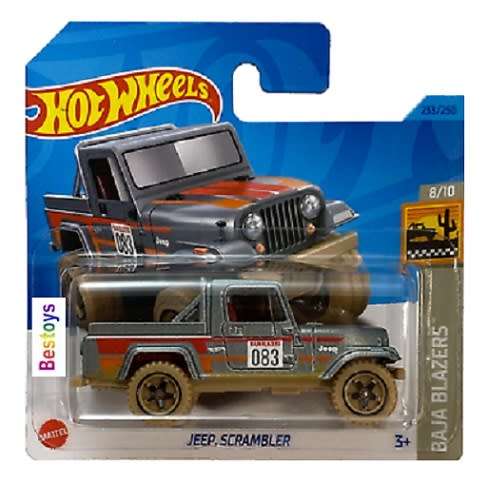 Hotwheels Hot Wheels Diecast Model Car 2023 233/250 Jeep Scrambler No 83 Baja Blazers 1/64 scale