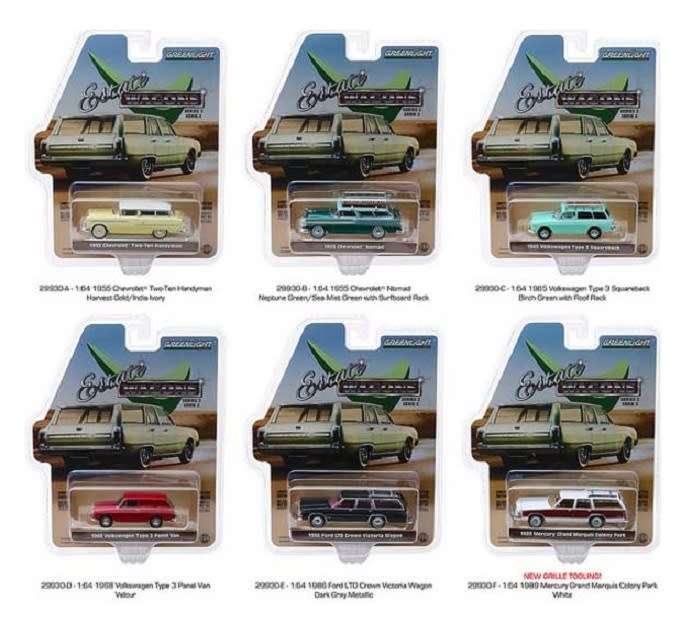Greenlight Diecast Model Car Estate Wagons Chevy Chevrolet Nomad Stationwagon 1955 1/64 scale
