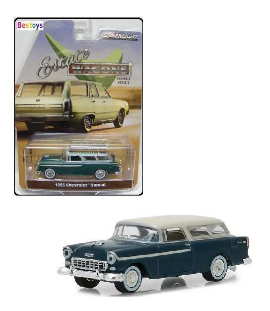 Greenlight Diecast Model Car Estate Wagons Chevy Chevrolet Nomad Stationwagon 1955 1/64 scale