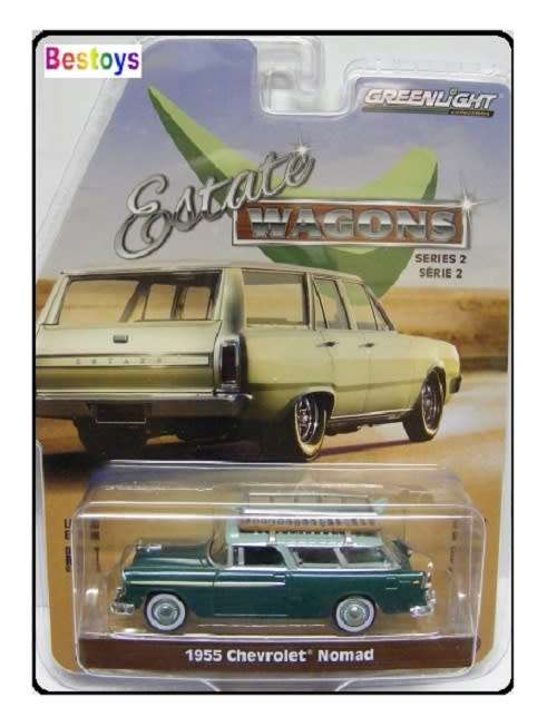 Greenlight Diecast Model Car Estate Wagons Chevy Chevrolet Nomad Stationwagon 1955 1/64 scale