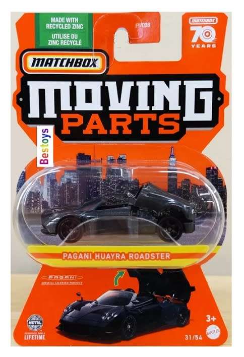 Matchbox Diecast Model Car Moving Parts Pagani Huayra Roadster 70th Anniversary 1/64 scale