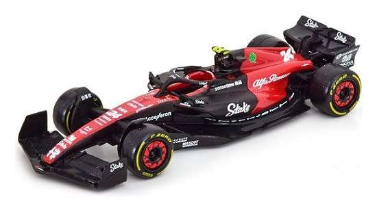 Burago Diecast Model Car 38085 Formula 1 F1  Alfa Romeo No 24 Zhou 2023 GP `Stake` 1/43 scale