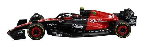 Burago Diecast Model Car 38085 Formula 1 F1  Alfa Romeo No 24 Zhou 2023 GP `Stake` 1/43 scale