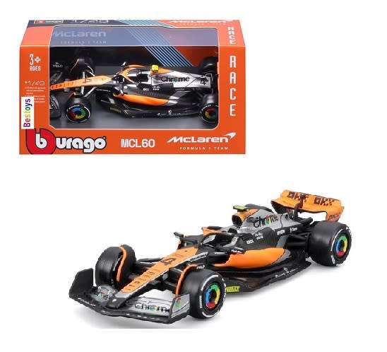 Burago 38087 Formula 1 F1 McLaren MCL 60 MCL60 No 4 Norris 2023 GP 1/43 scale