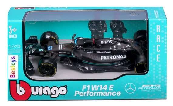 Burago 38080 Formula 1 F1 Mercedes AMG W14 E 2023 GP No 63 Russell "Petronas"