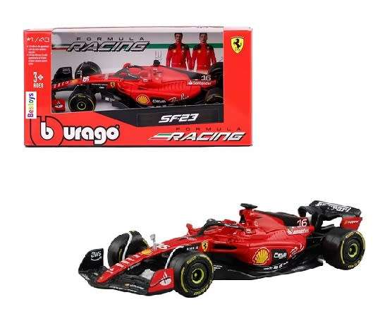 Burago Diecast Model Car 36836 Formula 1 F1 Ferrari SF 23 No 16 Le Clerc 2023 GP 1/43 scale