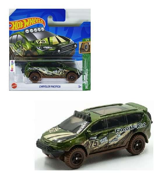 Hotwheels Hot Wheels Diecast Model Car 2023 88/250 Chrysler Pacifica No 75 Mud Studs 1/64 scale