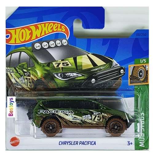 Hotwheels Hot Wheels Diecast Model Car 2023 88/250 Chrysler Pacifica No 75 Mud Studs 1/64 scale