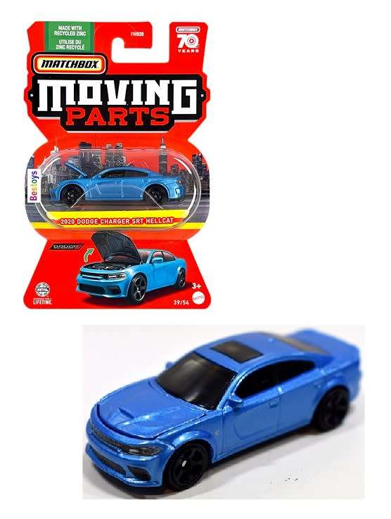 Matchbox Diecast Model Car Moving Parts Dodge Charger SRT Hellcat 2020 70th Anniv 1/64 scale