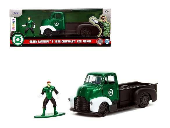 JADA Diecast Model Car Hollywood 33093 Chevy Chevrolet COE Pickup 1952 + Green Lantern Figurine DC