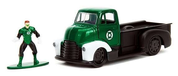 JADA Diecast Model Car Hollywood 33093 Chevy Chevrolet COE Pickup 1952 + Green Lantern Figurine DC