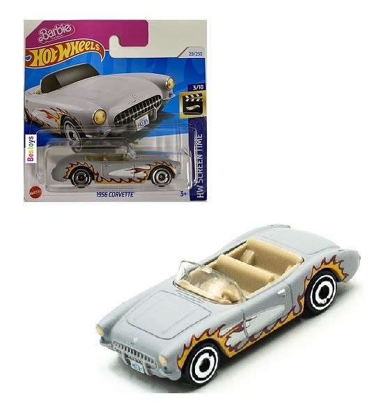 Hotwheels Hot Wheels Diecast Model Car 2024 29/250 Chevy Chevrolet Corvette 1956 Barbie Screen Time