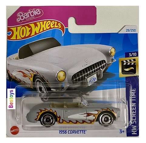 Hotwheels Hot Wheels Diecast Model Car 2024 29/250 Chevy Chevrolet Corvette 1956 Barbie Screen Time