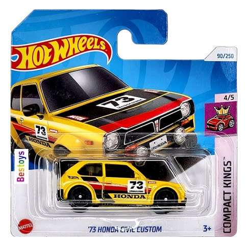 Hotwheels Hot Wheels Diecast Model Car 2024 90/250 Honda Civic Custom 1973 No 73 Compact Kings 1/64