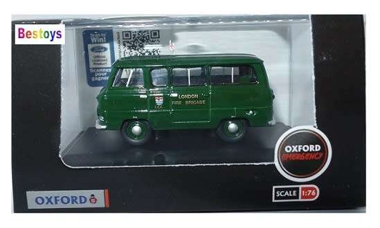 Oxford Diecast Model Car FDE016 Ford 400 E 400E Minibus London Fire Brigade 1/76 OO railway scale