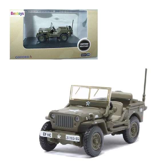 Oxford Diecast Model Car WMB003 Willys Jeep MB US Army Military 1/76 OO railway scale